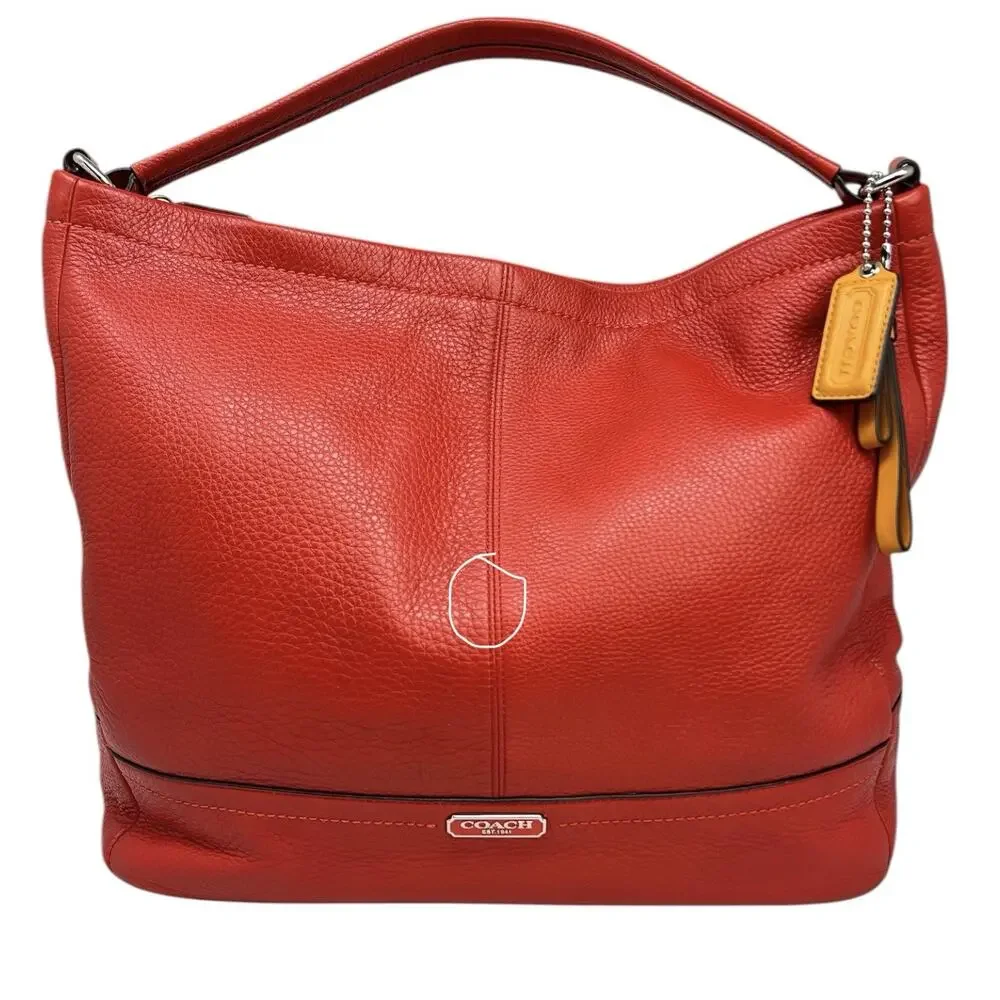 Coach Red Orange Leather Hobo Bag Slouchy Shoulder Everyday